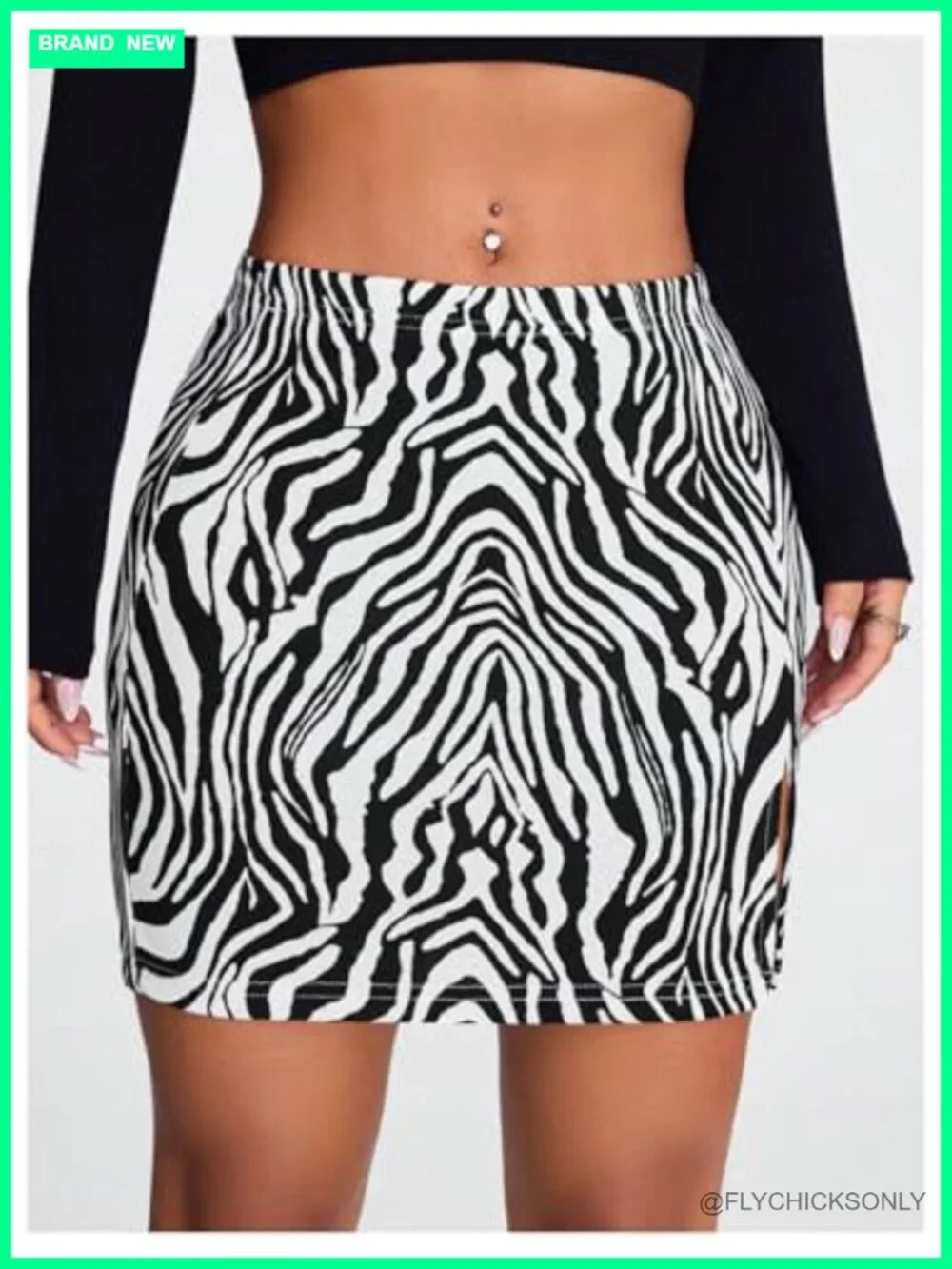 Solid Split Hem Zip Back Mini Workwear Skirt